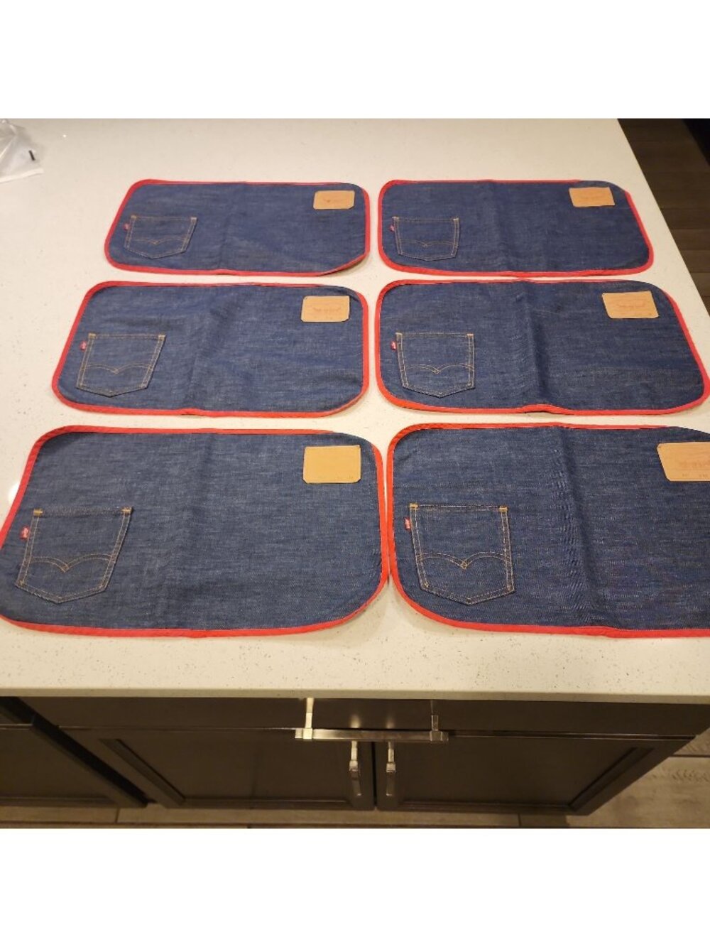 6 Levi Strauss & Co. Denim Placemats With Tag And Pocket Red Tag Levi’s 501